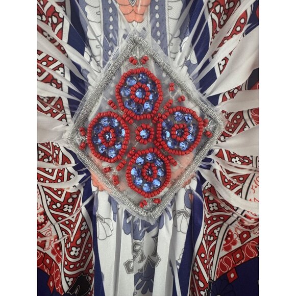 Red White Blue Abstract Sublimation Embellished Dress‎ Size 3X 22 24 26 Plus Sz - Picture 5 of 10
